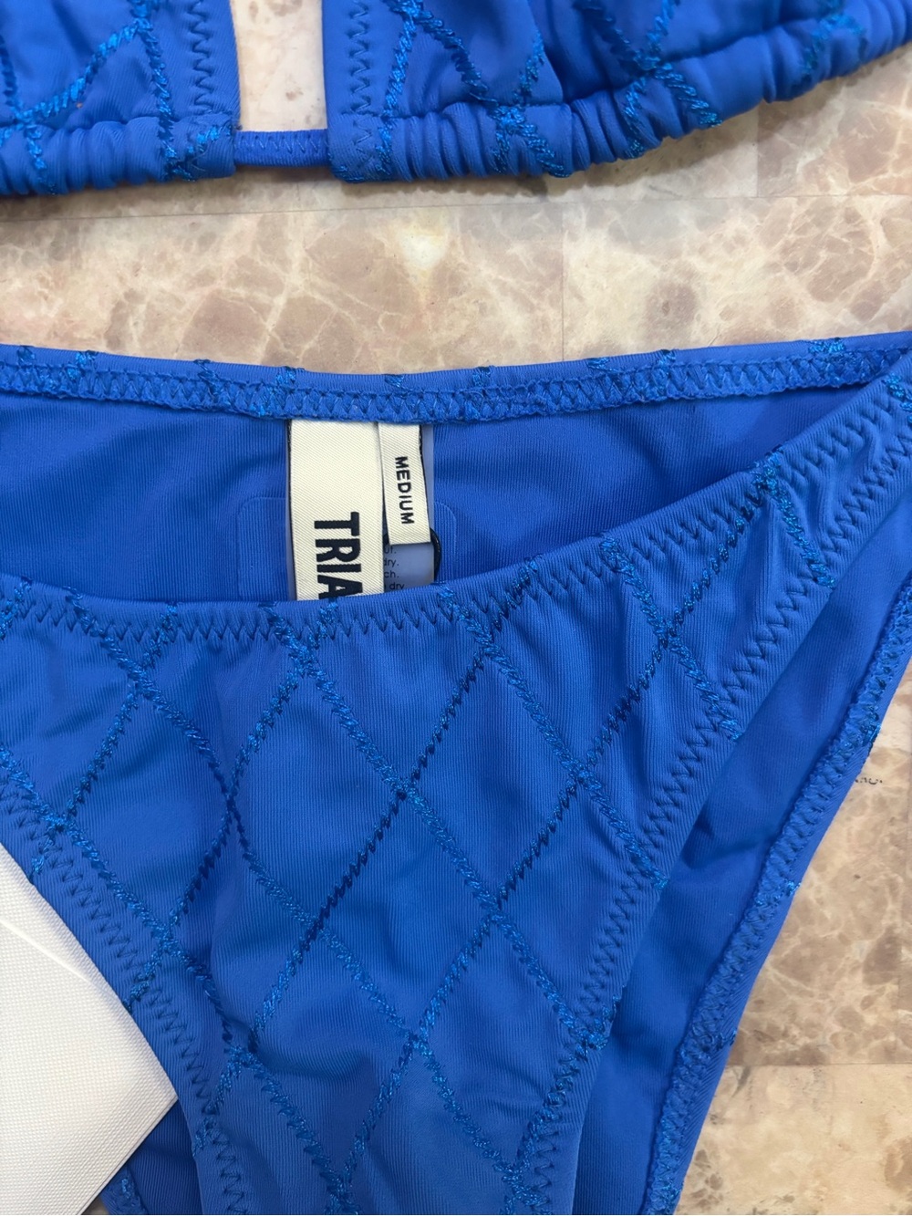triangl swimwear Quilted Triangle String Bikini Set - Blue - Picture 2 of 5